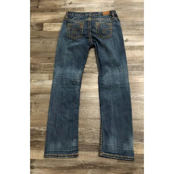 Vigoss Boot Cut Womens Size 33x32 Dark Wash Thick Stitch Blue Jeans - Picture 3 of 10